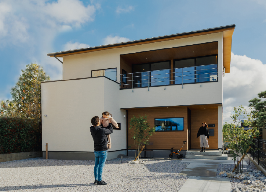 レイクビューをかなえた2階リビングの家