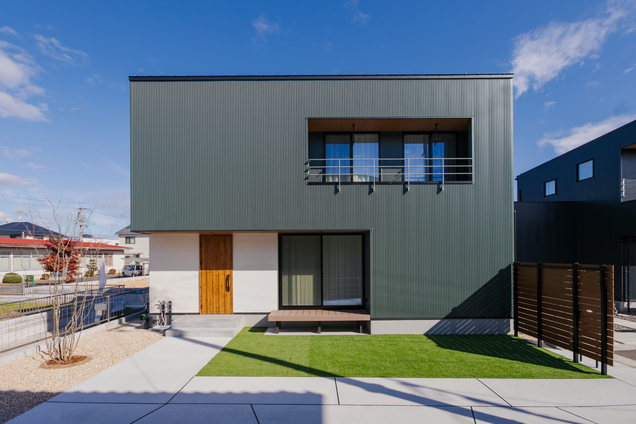 木目×グレーのお家